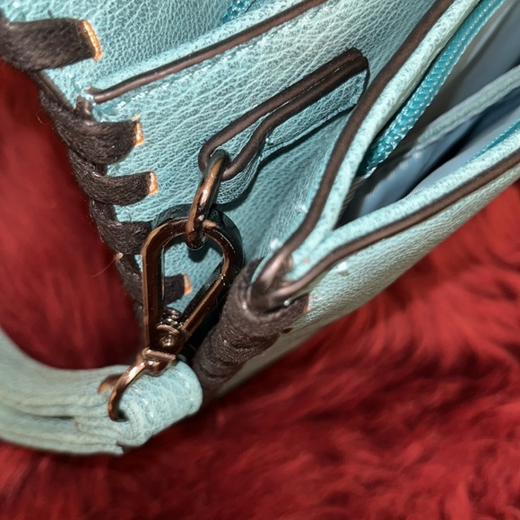 New Sydney Love aqua turquoise vegan leather handbag purse clutch - Picture 9 of 10